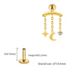 Titanium Hidden Helix Chain Earring 16G Dainty Star Moon CZ Dangle Cartilage Stud Piercing Jewelry - Image 14