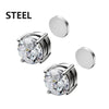 1 Pairs Magnetic Stainless Steel Earring Studs Set Hip Hop Street Style Synthetic Zircon Non-Piercing Clip-On Earrings Jewelry - Image 4