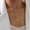 Rotatable Crown Rhinestone Cross Choker Necklace Earrings Rings for Women Minimalist Cross Chain Christian Jewelry Prayer Gift - Image 6