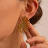 Gold Plated Stainless Steel Hollow Wing Fan-shaped Earrings Light Chunky Pendant Earrings For Women Ear Jewelry - Image 1