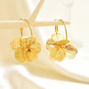 Women's Golden Vintage Double-Layer Hollow Flower Hoop Earrings for Daily Wear Jewelry Gift - Image 3
