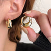 Silver Vintage Chunky Round Earrings For Women Circle Hoops Earring Jewelry Prevent Allergy AccessoriesGift - Image 2