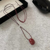 Retro Oval Sweater Chain Adjustable Drawable Black Rope Women Necklace Collarbone Chain Women - Image 7