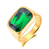 Rectangular Cubic Zirconia Stainless Steel Ring in Multiple Stone Colors - Image 10