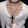 Wooden Cross Pendant Necklace with Alloy Chain and 71 cm Length - Image 4