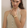 Simulated Pearls Hammer Metal Cuff Bracelet Bangle Texture Stainless Steel Statement Open Wrist Jewelry - Image 3