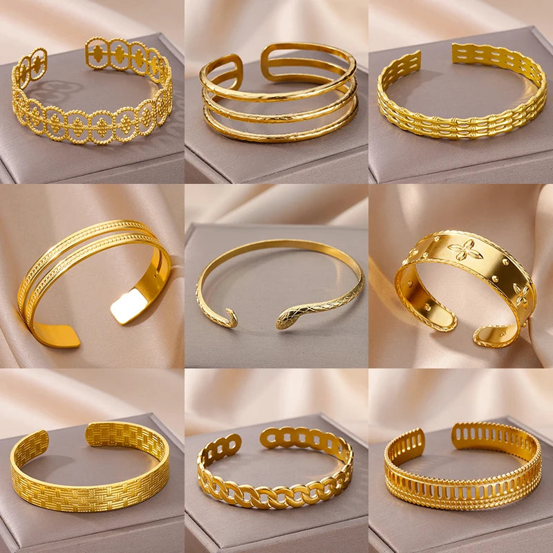 Vintage Snake Bangle Bracelet For Women Stainless Steel Snake Opening Bangle Animal Aesthetic Jewelry - Image 1