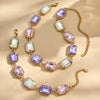 Chunky CZ Necklaces Bracelets Big Square Multi Color Zircon Necklace Bracelet Gold Plated Stainless Steel Statement Jewelry - Image 5