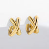 Punk Gold Plated Silver Color Mixing Metal Criss-cross Earrings for Women Geometric Small Ear Bone Aros Huggie Hoops Jewelry - Image 12