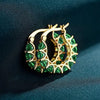 Spiked Cubic Zirconia Hoop Earrings in Stainless Steel - Image 1