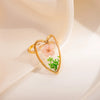 316L Stainless Steel Heart Oval Immortal Flower Open Ring For Women Glamorous Dopamine Jewelry Gifts - Image 2
