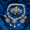 Sunspicems Gold Color Arabic Morocco Bridal Wedding Jewelry Sets Beads Necklace Waterdrop Pendant Long Earring Filigree Brooch - Image 5