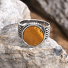 Tiger Eye Stone Round Finger Band for Men Boys, Stainless Steel Signet Ring, Chunky Male Punk Ring Jewelry - Image 6