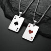 Stainless Steel Playing Card Pendant Necklace with Ace of Hearts or Ace of Spades Design - Image 1