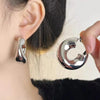 Geometric Irregular Thick Metal Round Earring Simple Chunky Hollow Hoop Earrings for Women Minimalist Jewelry Gift - Image 4
