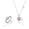 Charm Pink Heart Zircon Rings for Women Silver Color Stainless Steel Crystal Necklace Jewelry Set Gift Colorfast - Image 6