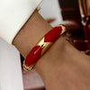 Sweet Pink Enamel Dropped Glaze Flower Texture Bracelet For Women Retro Leaf Star Floral Embossed Zircon Bangle Party Jewelry - Image 29