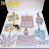 Iced Out Bling CZ Letter Badge Pendant Necklace Cubic Zirconia Gold Color Lettes Money Charm Men Hip Hop Jewelry - Image 1