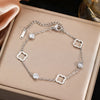 Classic Hollowed-out Four-leaf Flower Zircon Inlaid Stainless Steel Bracelet Party Clover Jewelry Gift For Women - Image 5
