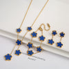Gold Plated Lucky Stainless Steel Five Leaf Flower 3PCS Jewelry Set Bracelet Necklace Earrings for Women Party Jewelry Clover - Image 13