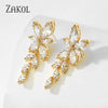 Leaf Zircon Drop Earrings for Women White Gold Color Marquise Crystal Bridal Earring Wedding Party Jewelry - Image 11