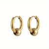 2pcs Stainless Steel Hoop Earrings For Men Small Circle Metal Ball Anti-allergic Ear Buckle Rock Hip Hop Artificial Jewelry - Image 6