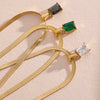 Geometric Square Cubic Zirconia Drop Snake Chain Collar Necklace Golden Jewelry Pvd Bulk Price - Image 3