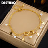 316L Stainless Steel Star Pearl Number 8 Charm Anklet For Women Girl Multilayer Chains Anti-Rust Jewelry Gift - Image 1