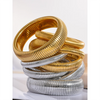 Stainless Steel Link Bangle with Rounded Profile in Gold-Tone or Silver-Tone - Image 5