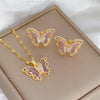 European and American Cute Micro-inlaid Butterfly Necklace Earrings Set Classic Light Transparent Stainless Steel - Image 8