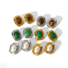 Products Statement Nature Stone Tiger-eye Earrings Gold Plated Stainless Steel Pearl Stud Earrings for Women - Image 3