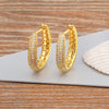 Creative U Shape Design 3 Colors Cubic Zirconia Hoop Earrings Crystal Ear Buckle Jewelry for Valentine's Day Gift - Image 1