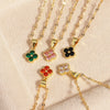 316L Stainless Steel Chain Violet Clover Pendant Necklace for Women Colored Crystal Neck Female Wedding Jewelry Gift - Image 2