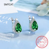 Pear Blue Topaz Garnet Silver Water Drop Hoop Earrings for Women Colorful Gemstone Jewelry Huggies - Image 7