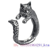 Silver Cat Ring Jewelry Adjustable Rings Gifts Amulets Accessories Charms Carved Women - Image 2