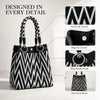 Geometric Mini Tote Bag Women Black Ivory Graphic Handbag Ring Handle Compact Daily Purse for Korean Style Outfits - Image 4