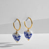Asymmetric Blue White Flowers Heart Pearl Ceramic Beads Drop Dangle Earrings for Women Beaded Stainless Steel Huggies Earrings - Image 13
