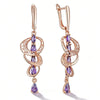 Shiny Purple Zircon Drop Earrings For Women Rose Gold Color Bride Wedding Jewelry Crystal Gift - Image 6
