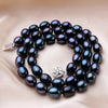 8-9 mm Freshwater Black Pearl Jewelry Necklace Silver Flower Buckle Jewelry For Women - Image 2