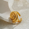 Stainless Steel Conch Croissant Glossy Spiral Twisted Chunky Open Rings for Women Summer Beach Holiday Jewelry - Image 4