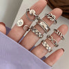 Silver Open Retro Ring For Women Geometric Punk Asymmetric Jewelry Gift - Image 2