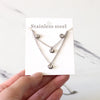 Round Zircon Muddy Double Layer Chain Necklace Earrings Set Gold Silver Color Pendant Jewelry Set For Women - Image 7