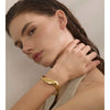 Smooth Stainless Steel Open Cuff Bangle in Gold-Tone or Silver-Tone - Image 4