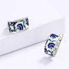 Classic Vintage Temperament Temperament Earrings Blue Enamel Studs Floral Party Ladies Graffiti Jewellery - Image 5