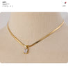 Geometric Square Cubic Zirconia Drop Snake Chain Collar Necklace Golden Jewelry Pvd Bulk Price - Image 20