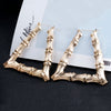 Ethnic Style Geometric Hoop Earrings Gold Silver Color Alloy Tone Bamboo Punk Women Big Hollow Creole Women - Image 4