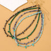 Stone 4mm Round Beads Necklace Water Drop Charm Necklaces For Women Aquamarine Amethysts Labradorite Necklace Jewelry - Image 1