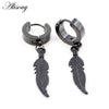 2PCS Stainless Steel Star Cross Snake Spike Skull Sword Blade Chain Feather Spider Dangle Women Men Huggie Hoop Earrings - Image 31