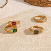 Thin Ring Band Texture Engraved Small Square Cubic Zirconia Stone Ring Black White Green Red Gemstone Ring - Image 16