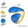 Chunky Open Twist Stackable Rings for Women, Blue Geometric Bold Enamel Crossover Statement Ring Band - Image 17